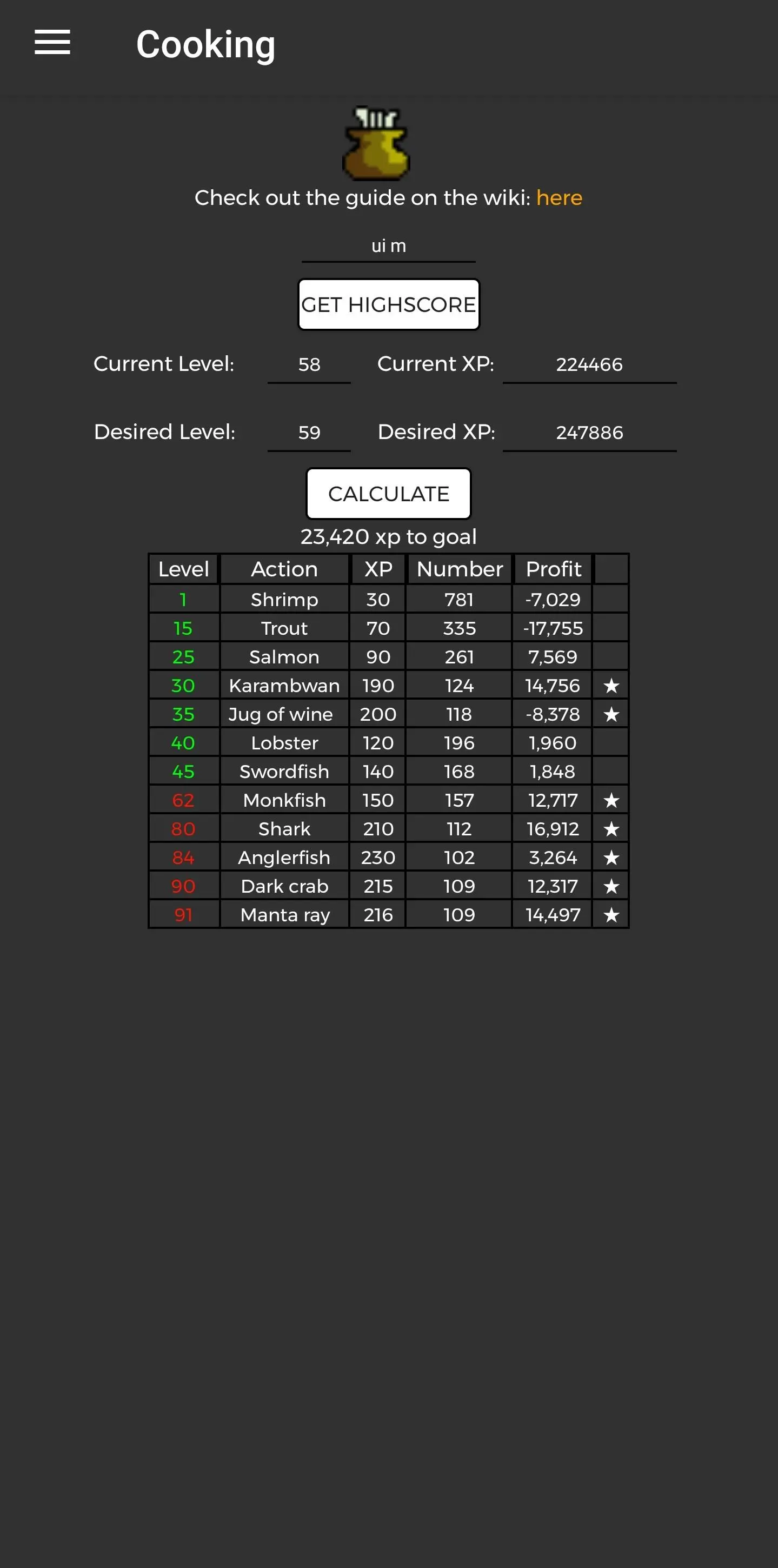 Supplies Calculator - OSRS XP Tracker - Crystal Math Labs