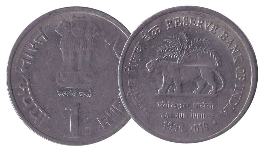 2 RUPEES COIN OF PLATINUM JUBILEE YEAR OF RBI - BidCurios