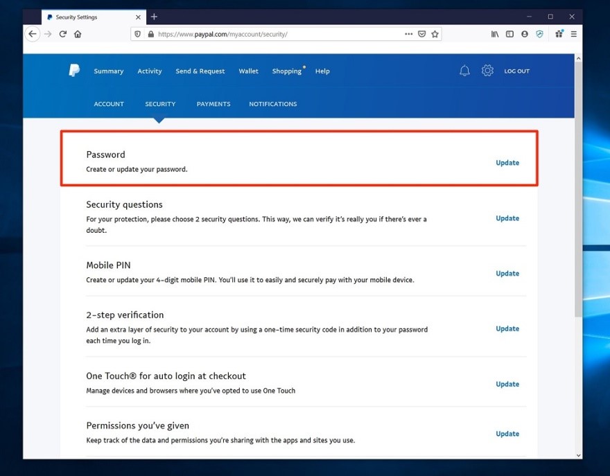 How do I change my password and security questions? | PayPal BB