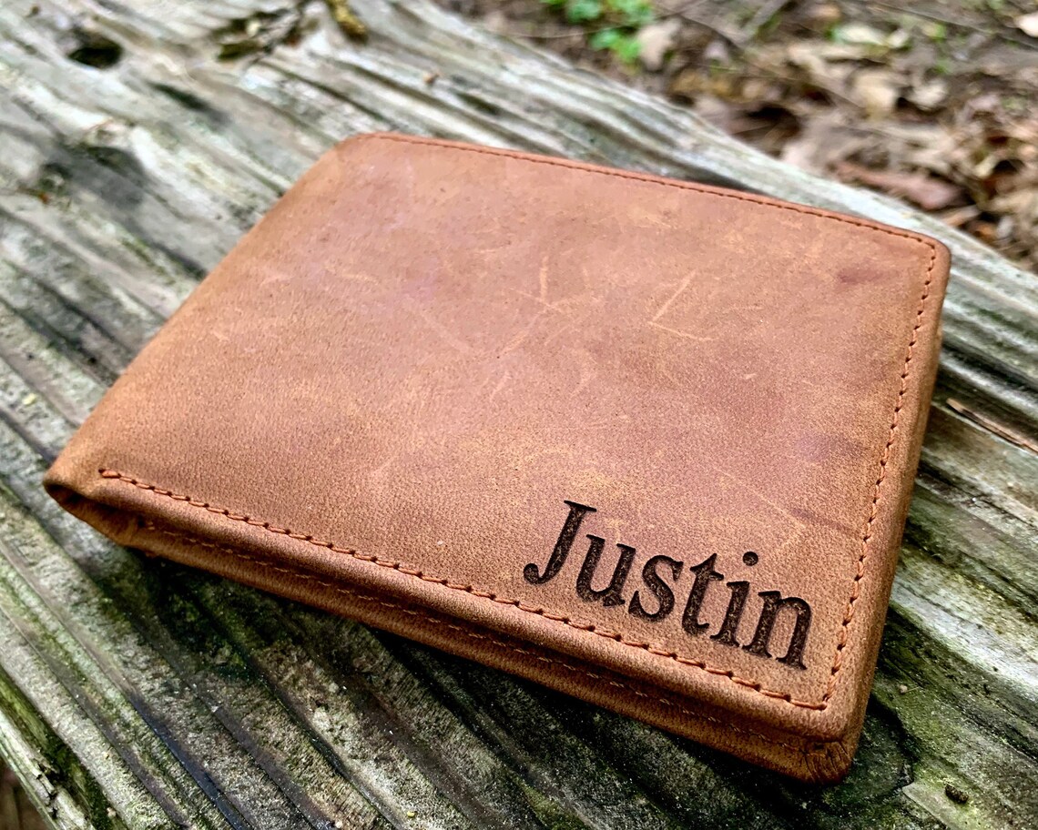 Leather Wallet, Personalized wallet, Picture Engraved Wallet, Handmade