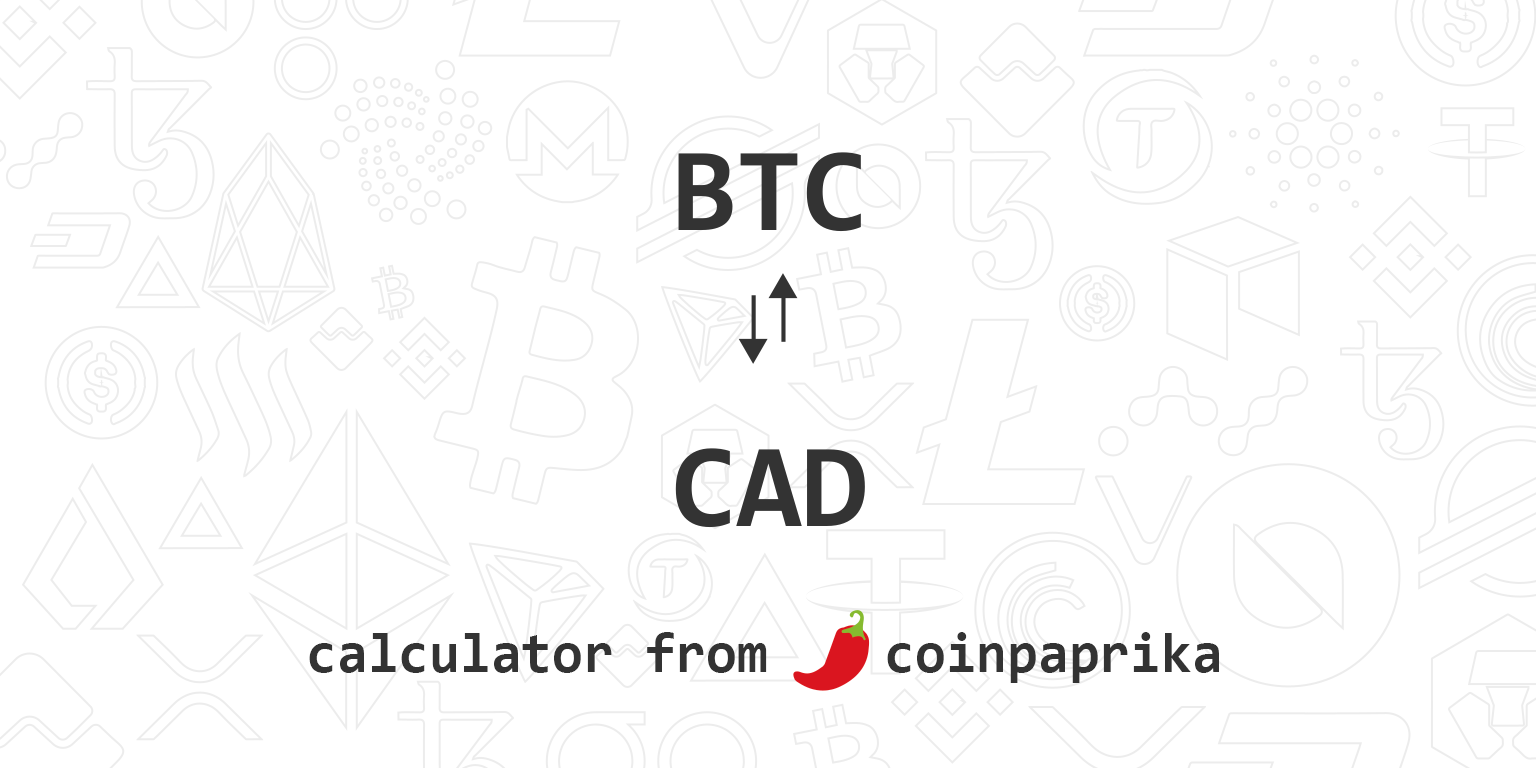 Convert 1 BTC to CAD - Bitcoin price in CAD | CoinCodex