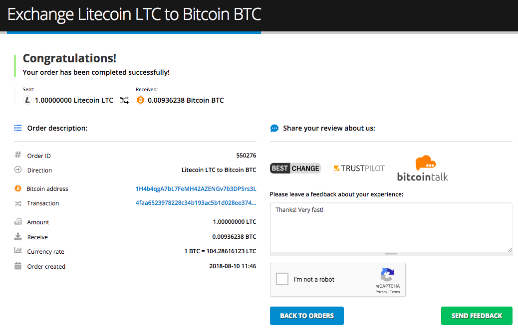 Exchange Litecoin (LTC) to Bitcoin LN (BTC)  where is the best exchange rate?