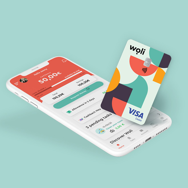 Visa debit card for kids and mobile app | Woli