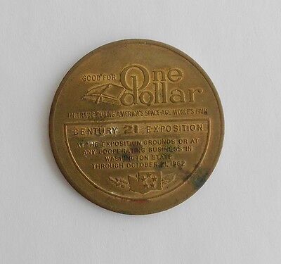 VINTAGE SEATTLE Worlds Fair Century 21 Exposition Large One Dollar Coin $ - PicClick