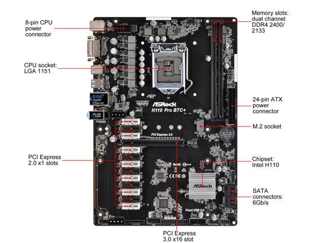 ASRock H Pro BTC+ Mining Motherboard with 13 PCI Express Slots Used – Thriftking Computer