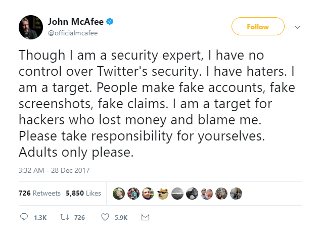 John McAfee Appears to Move Cryptocurrency Markets With a Single Tweet