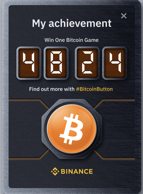 Binance Bitcoin Button Game - Win 1 Free BTC! Bitcoins $