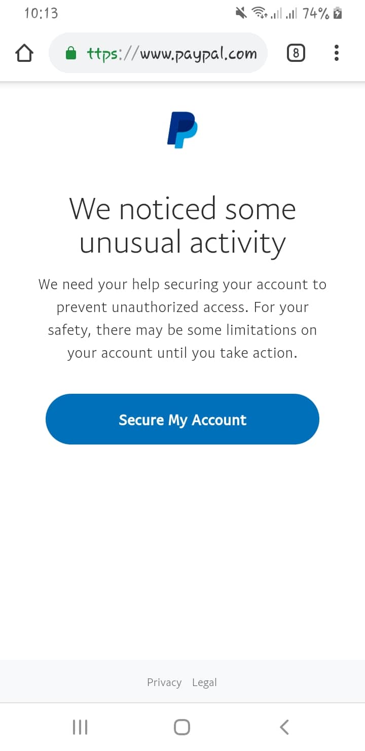 Recognize Suspicious Activity | PayPal LC