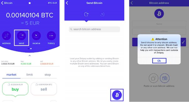 Send cryptocurrency to another address : ZebPay