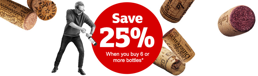 25% off 6 Bottles of Wine Dates at Supermarkets 