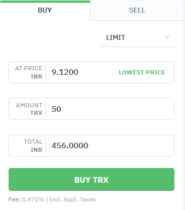 Buy TRON with INR (Indian rupee) | INR to TRX | UTORG