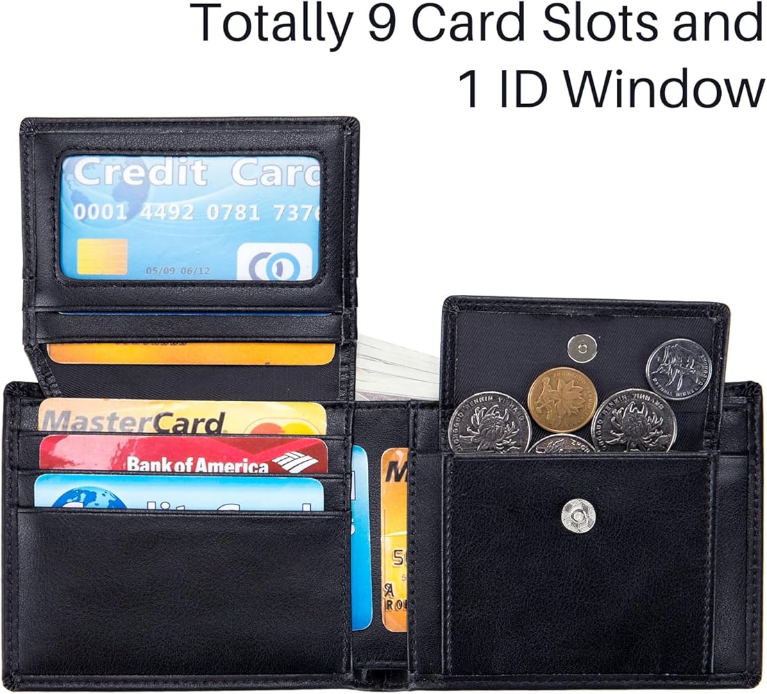 Men’s wallet with flip up ID window, coin pocket