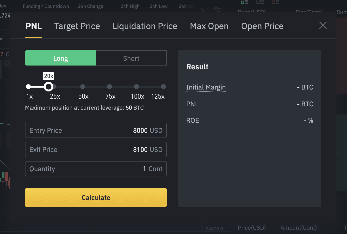 Binance Futures risk and position size calculator