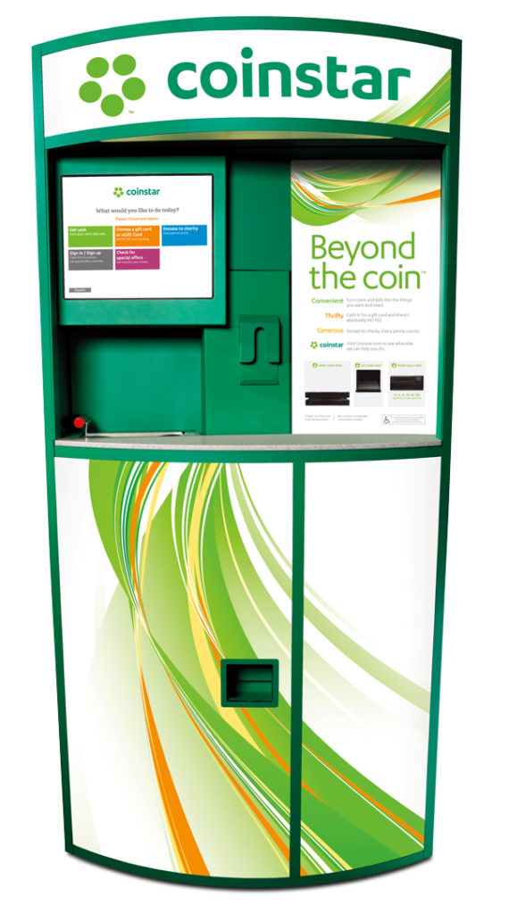 Cash in coins at Coinstar.