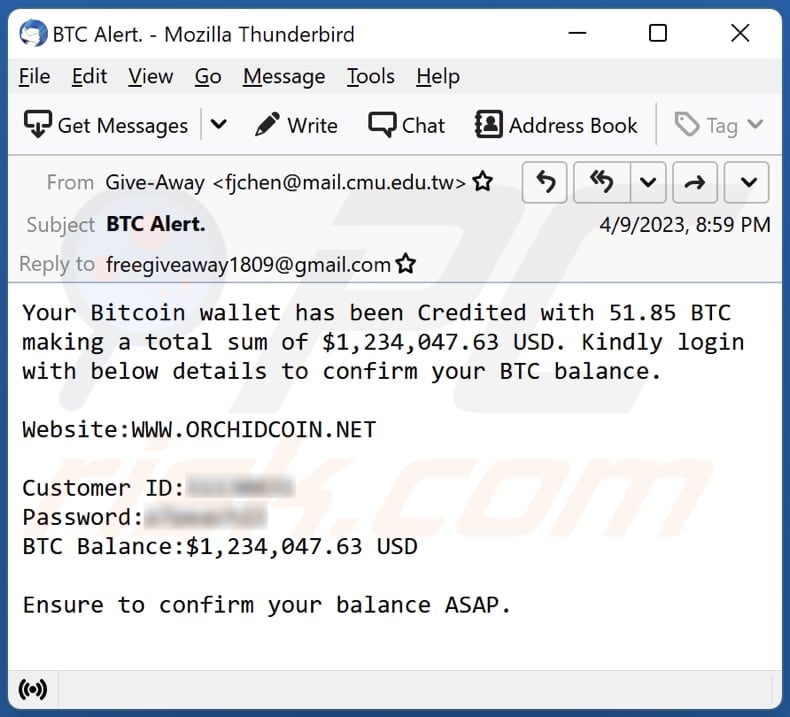 Extortion email scam demands ransom Bitcoin payment; uses QR code to provide address