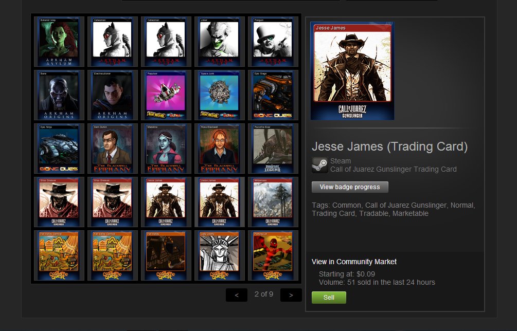 Tool to find Steam trading card sets in common with another user