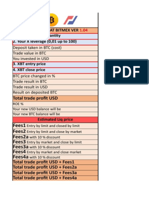 Bitmex Trade Calculator - @TradingReports - Google Таблицы