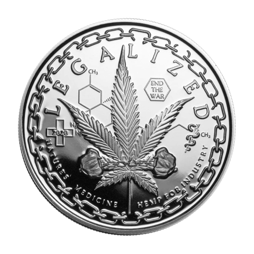 CANNABIS SATIVA Concave 1 oz Silver Proof Gilded Coin Benin 