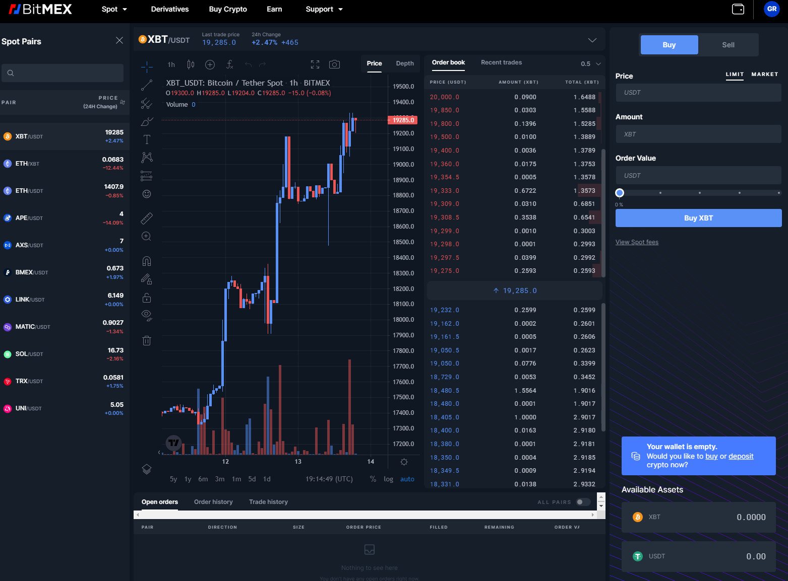 Connecting to BitMEX :