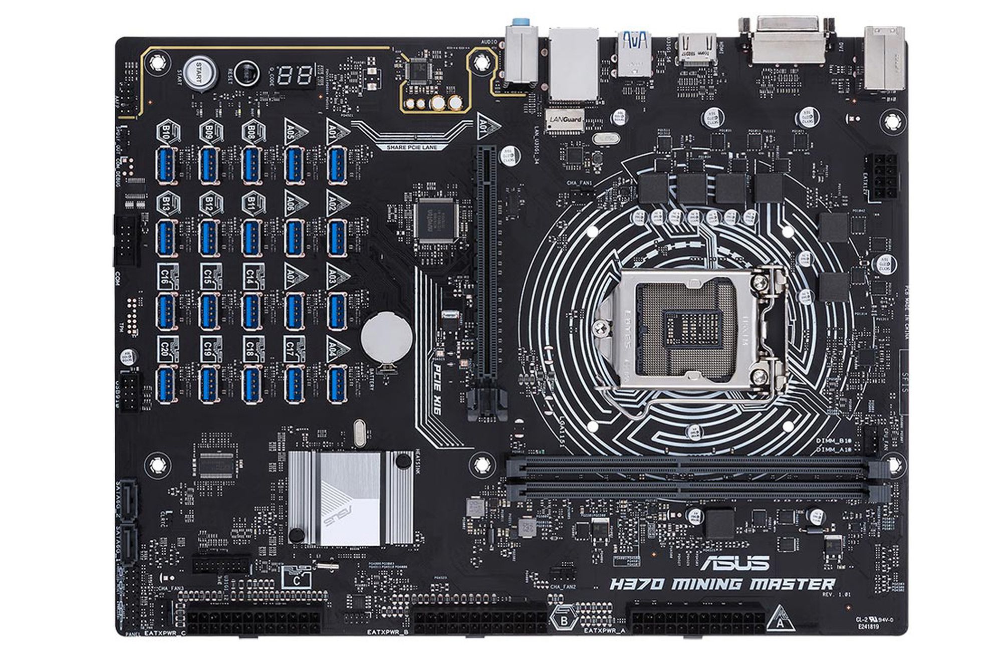 Crypto mining motherboard supports up to 12 graphics cards