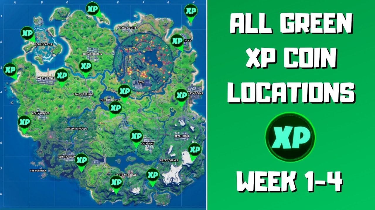 Fortnite Season 4 XP Coins Locations - Maps for All Weeks! - Pro Game Guides