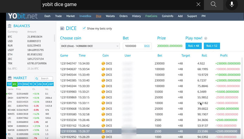 DICE/BTC - Buy Dice + Gift Fast USD!