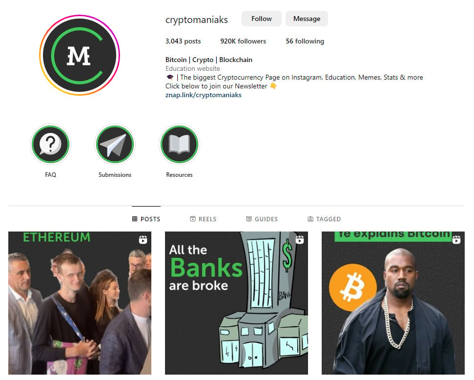 25+ Top Crypto Instagram Accounts You Should Be Following