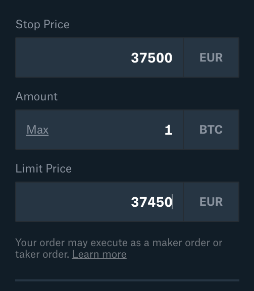 Market, Limit, & Stop Orders For Cryptocurrency