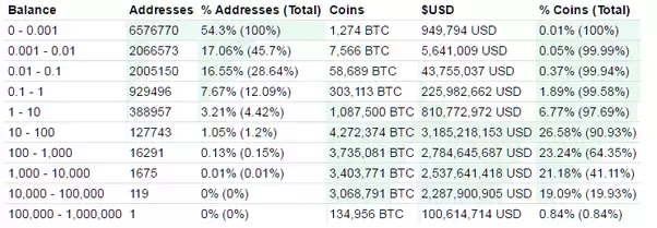 Top Richest Bitcoin Addresses and Bitcoin distribution