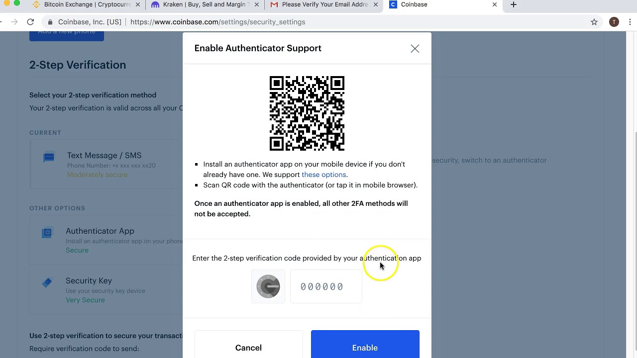 How to enable 2-step verification for Coinbase