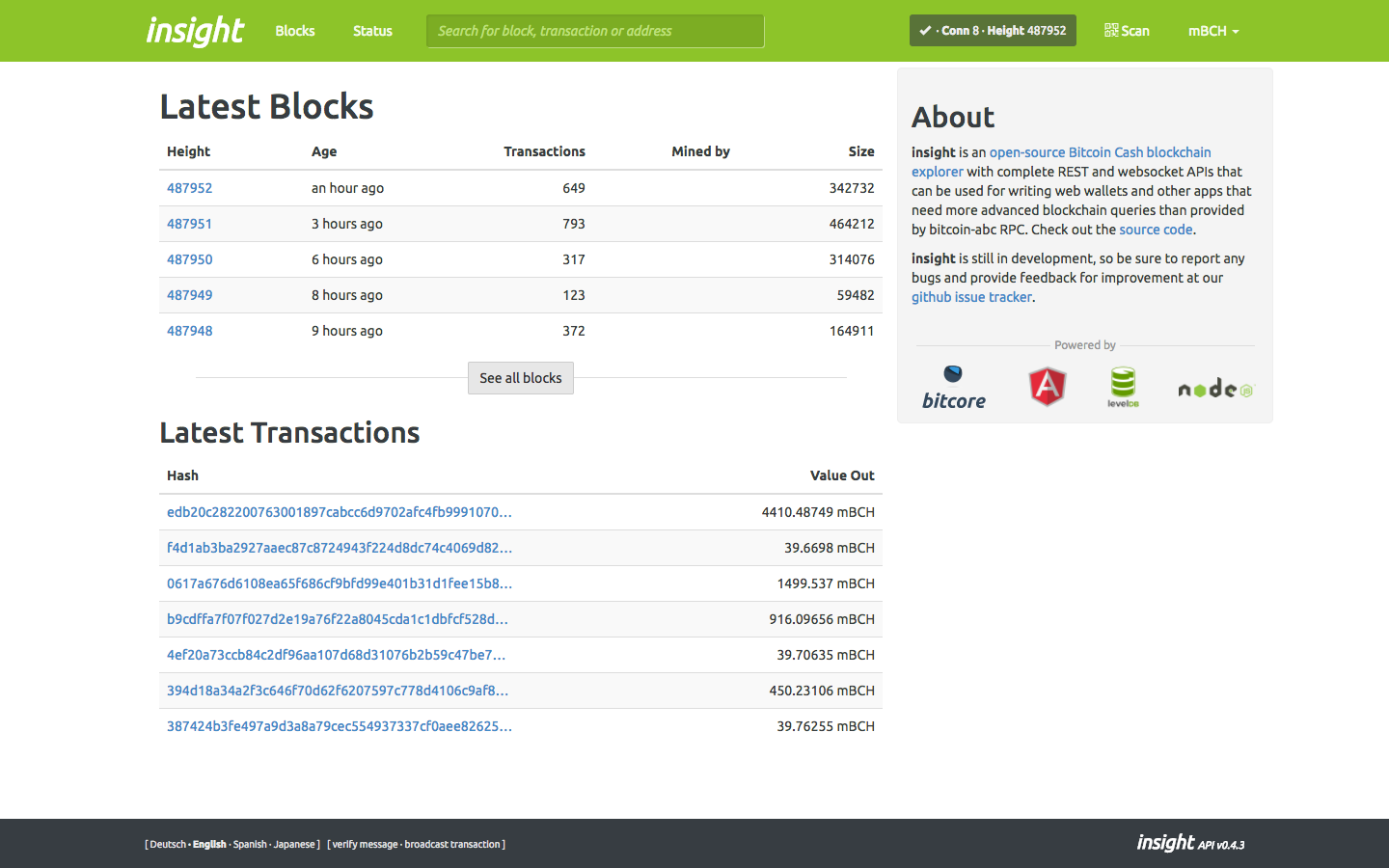 BCH Block Explorer - Bitcoin Cash New Block