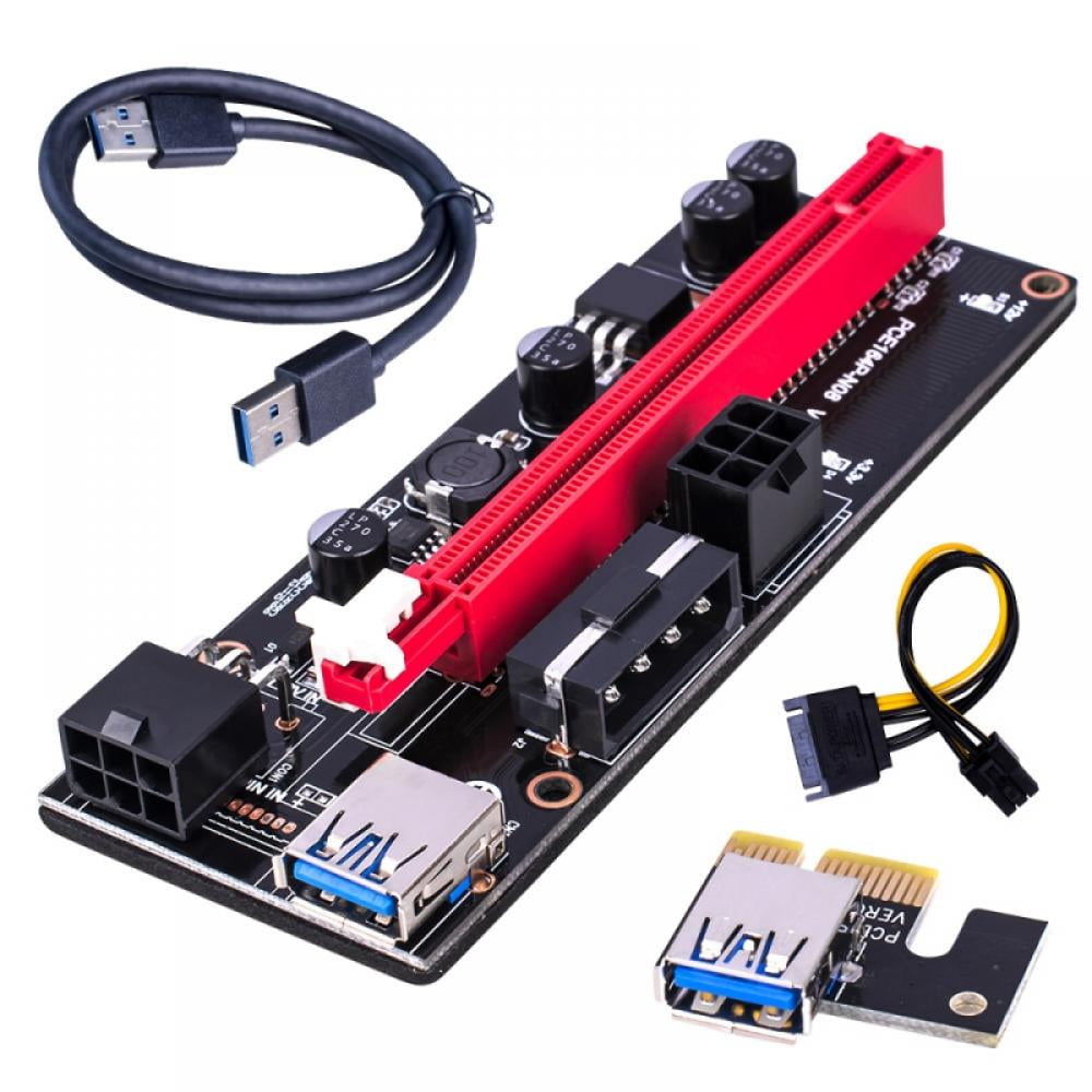 PCI-E x1 to Powered x16 Riser Adapter Card USB Extension Cable - SI-PEX