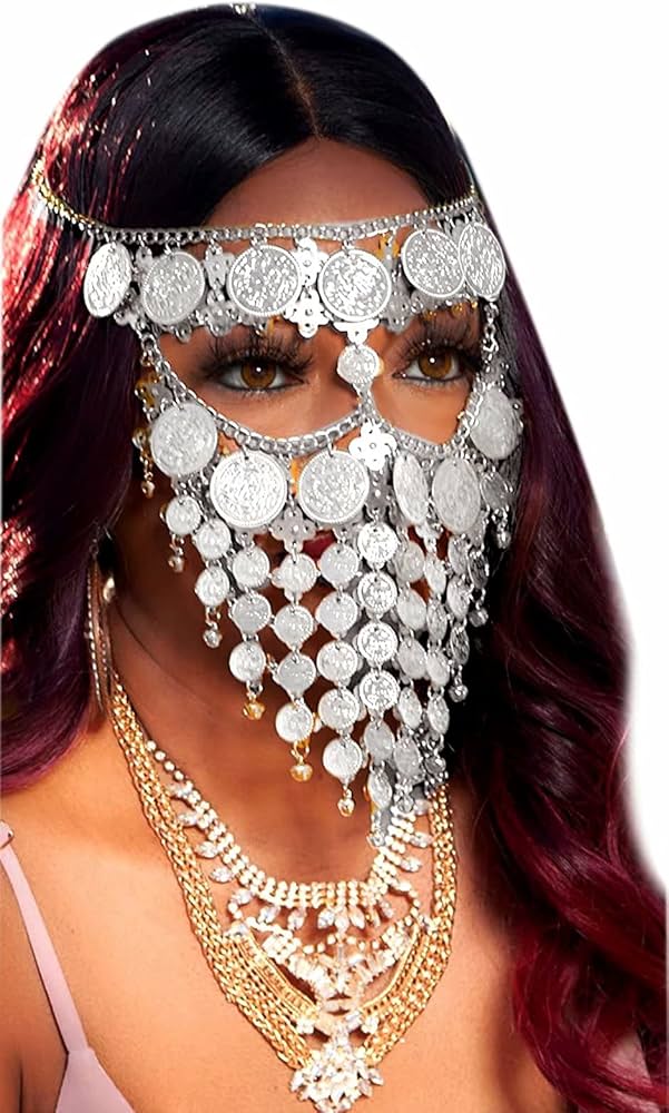 silver coin face veil | Luxor Couture