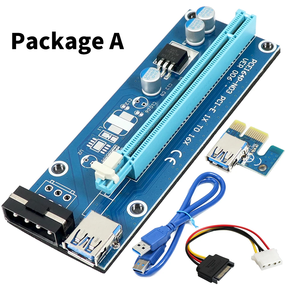 PCI-E Extender Riser Card x1 To x16 USB (4-pin)