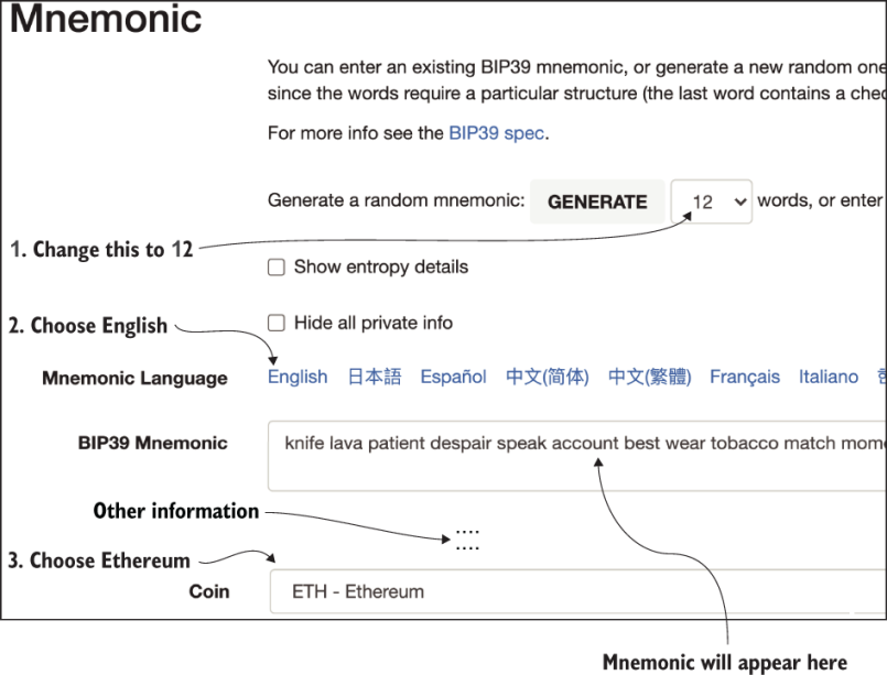 BIP39 Seed Phrase Mnemonics Generator - offline & online tool - Coinplate