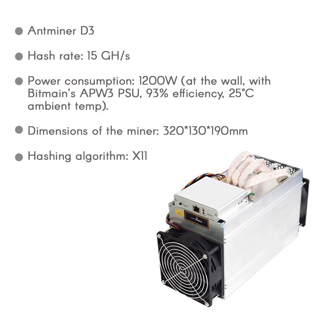 Antminer D3 GH/s X11 ASIC Dash Miner