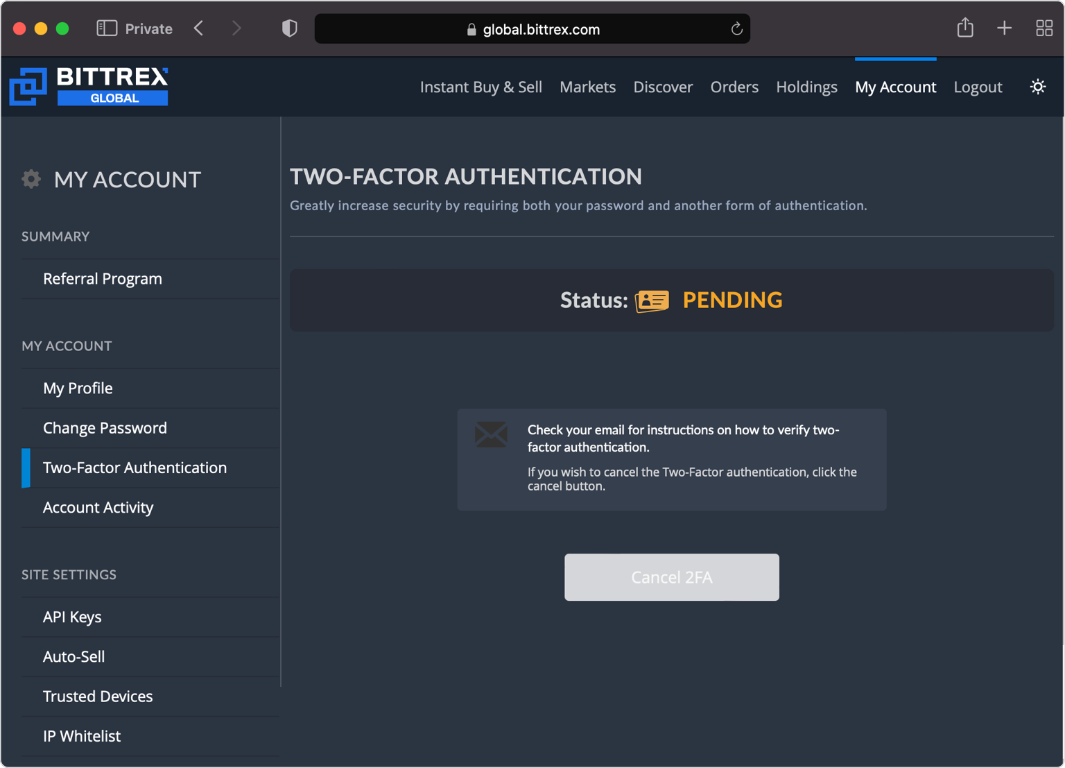 How to Enable Two Factor Authentication on the Bittrex Exchange?