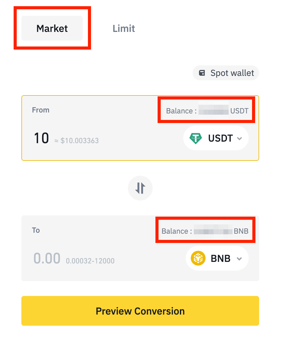 Exchange BNB to BTC