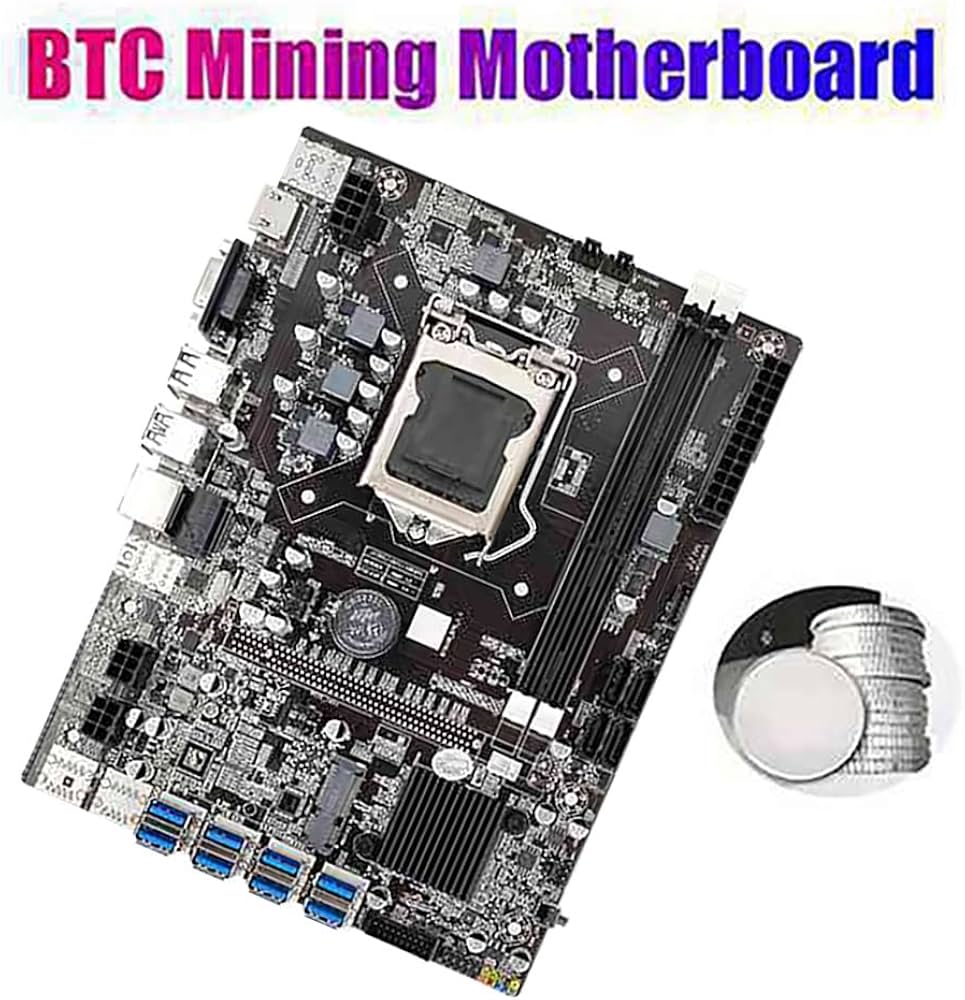 BTC-D37 Mining Motherboard w/ CPU, 8GB DDR3, 64GB SSD 8-GPU Slots