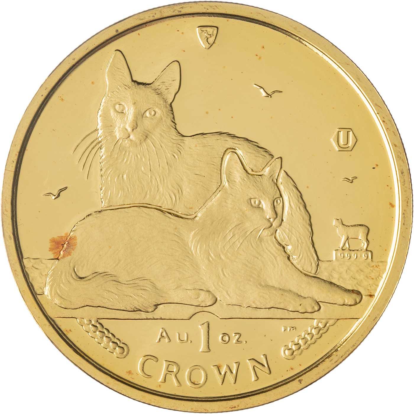 Isle of Man Bengal Cat & Kitten 1 Crown 1/5th Oz Gold Coin - Black Mountain Coins & Stamps