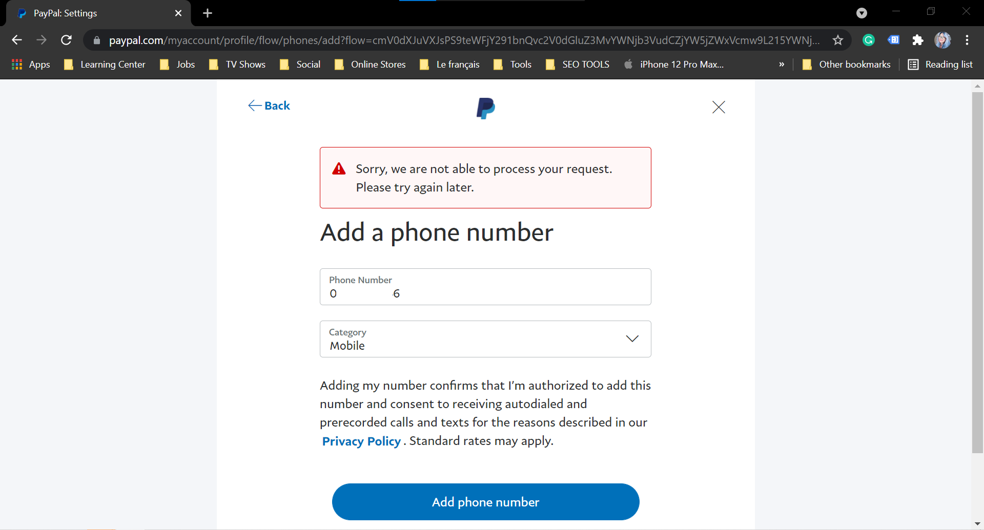 What can I do if I've changed my mobile number and can't log in? | PayPal US