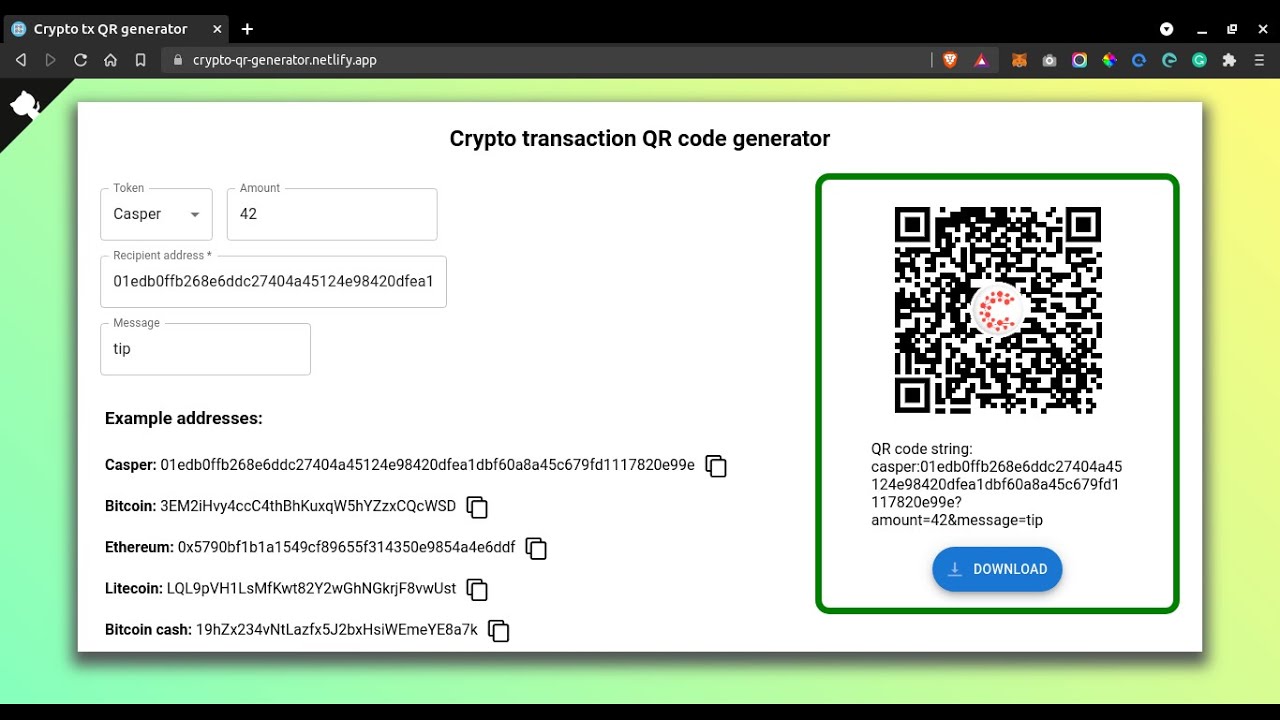 Crypto QR code generator - QR Code Dynamic