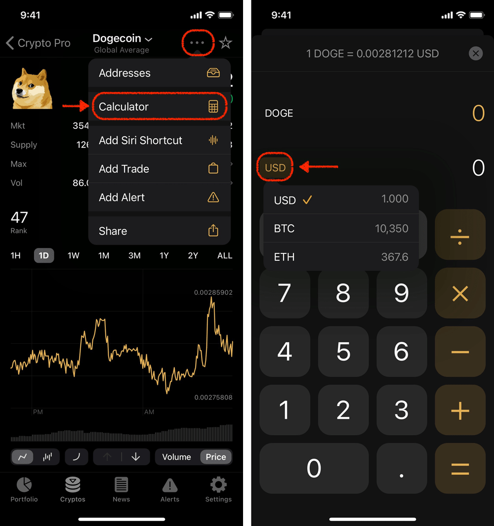 DOGE to USD : Dogecoin (DOGE) price in Dollar (USD)