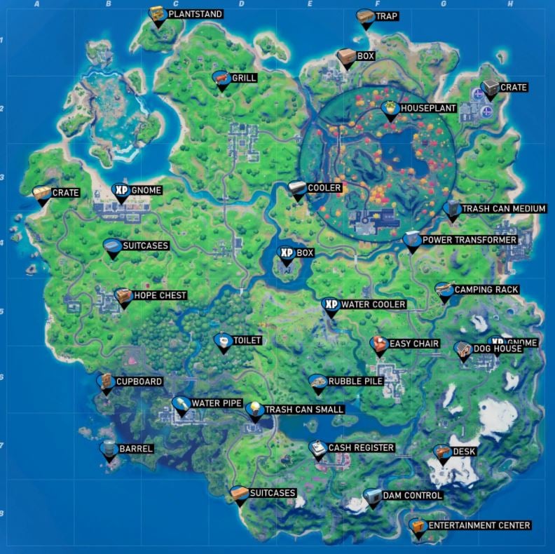 All XP Coin Locations in Fortnite Chapter 2 Season 5 Week 8 - Green, Blue, Purple, Gold - Gamepur