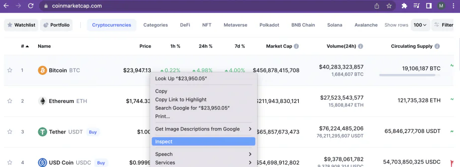 Google Sheets Crypto Prices