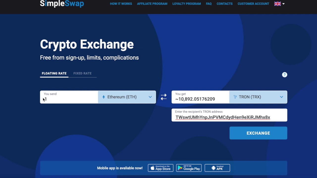 TRX to ETH Exchange | Convert TRON to Ethereum on SimpleSwap