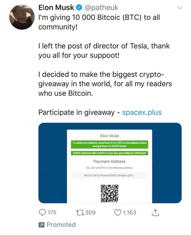 TikTok flooded by 'Elon Musk' cryptocurrency giveaway scams