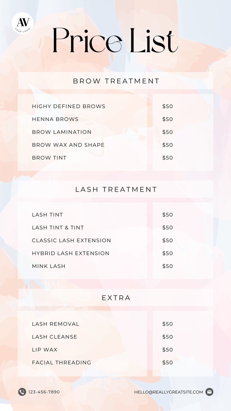 Free Nail Salon Price List Templates - Venngage