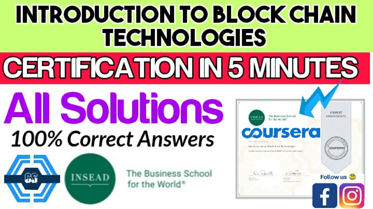 Introduction to Blockchain Technologies Coursera Quiz Answers