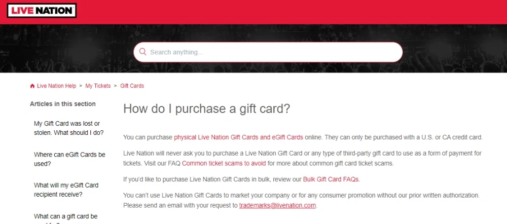 FAQ: Live Nation Gifts & Wishlist — Live Nation